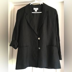 Vintage black linen blazer. Old stock with tags.